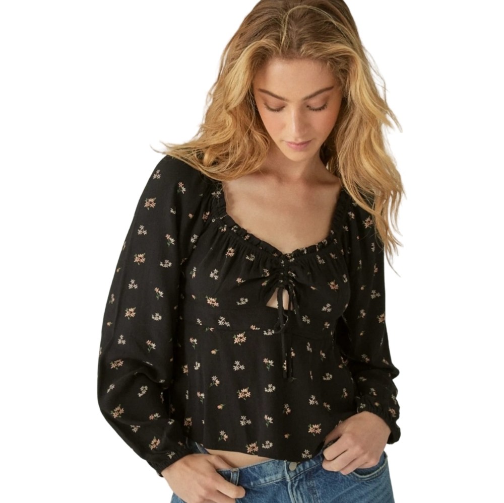 LUCKY BRAND long sleeve printed Large top NEW